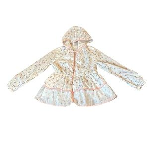 Girls Hooded rain coat with Pink Trim and tulle, small